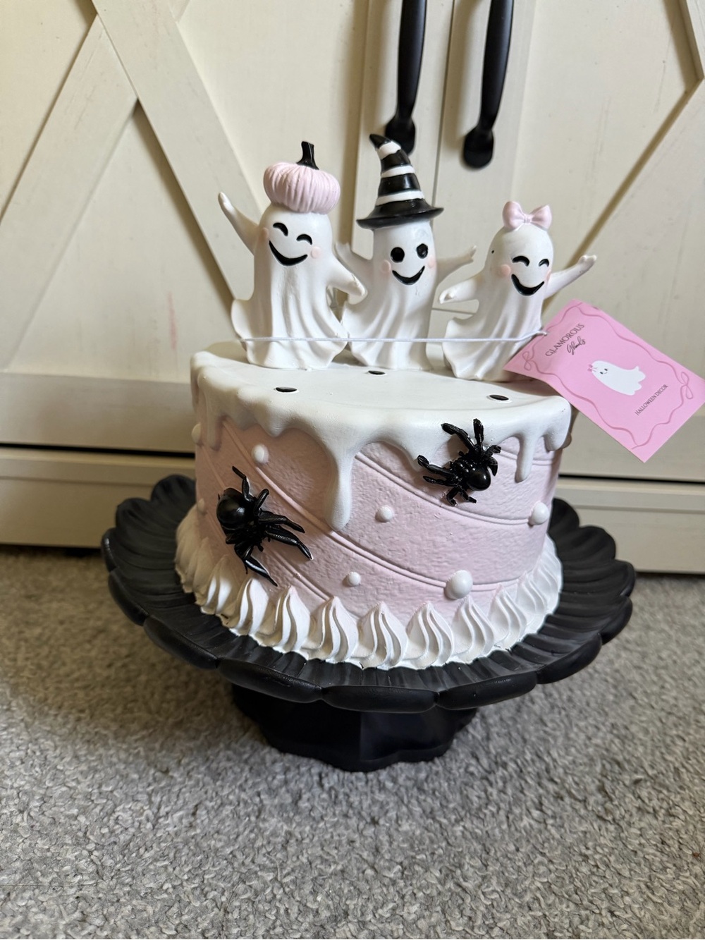 Halloween glamorous ghouls ghost trio cake decor in pink and black NEW